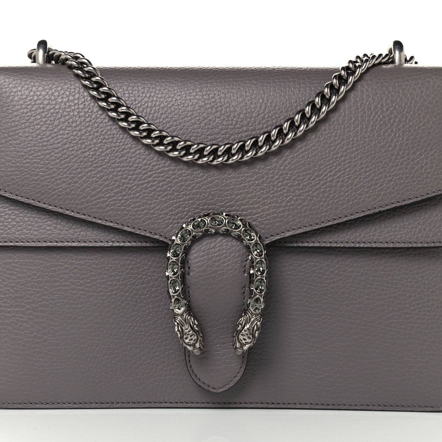 Dollar Calfskin Crystal Medium Dionysus Shoulder Bag Dusty Grey Black Diamond