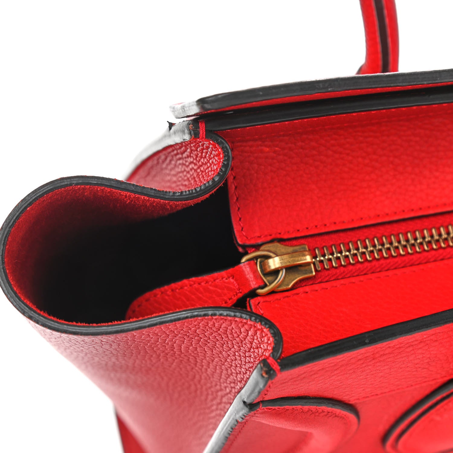 Celine Drummed Calfskin Micro Luggage Red 16 of 17