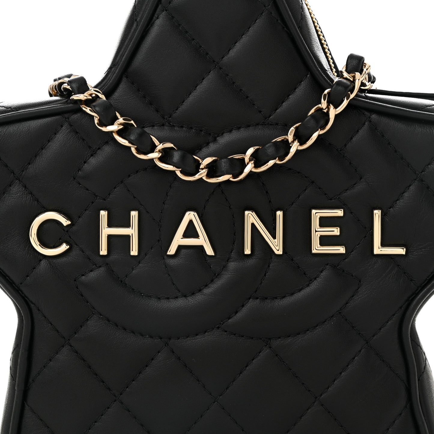 Lambskin Quilted Walk of Fame Star Bag Black