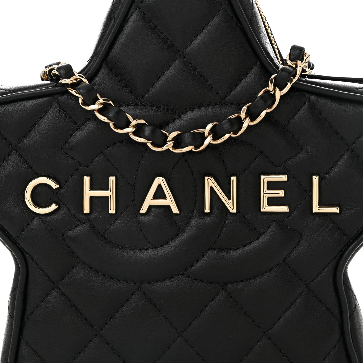 Chanel Lambskin Quilted Walk of Fame Star Bag Black 8 of 11