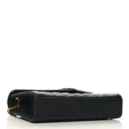 Saint Laurent Grain De Poudre Textured Mixed Matelasse Triquilt Medium Monogram Satchel Black 4 of 10