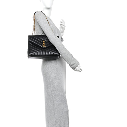 Saint Laurent Calfskin Y Quilted Monogram Medium Loulou Chain Satchel Black 2 of 11
