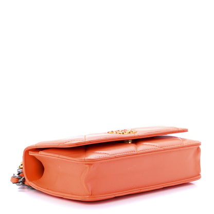 Chanel Lambskin Quilted Chanel 19 Wallet On Chain WOC Orange 4 of 11