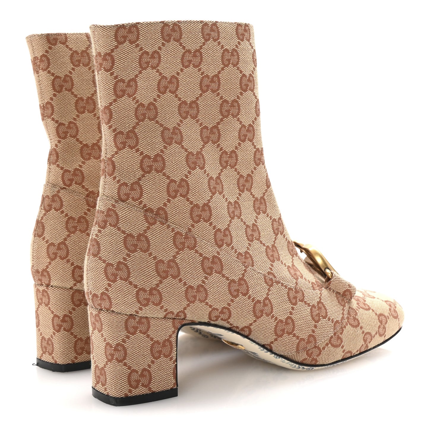 Monogram Malaga Kid GG Victoire 55mm Ankle Boots 39 Beige Ruggine Rust