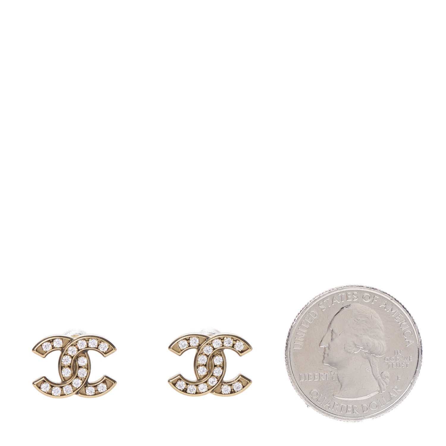 Chanel Crystal CC Earrings Gold 2 of 5