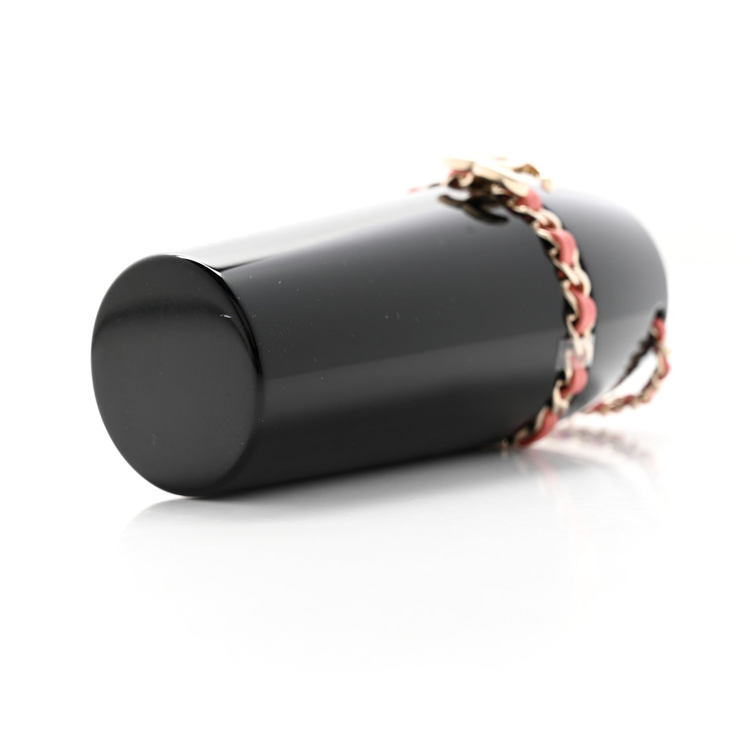 Lucite Lipstick Case On Chain Black Pink