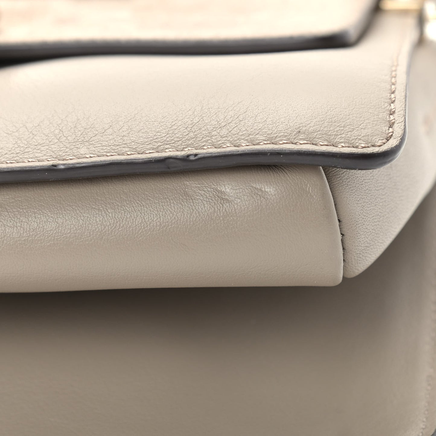 Suede Calfskin Small Faye Shoulder Bag Motty Grey