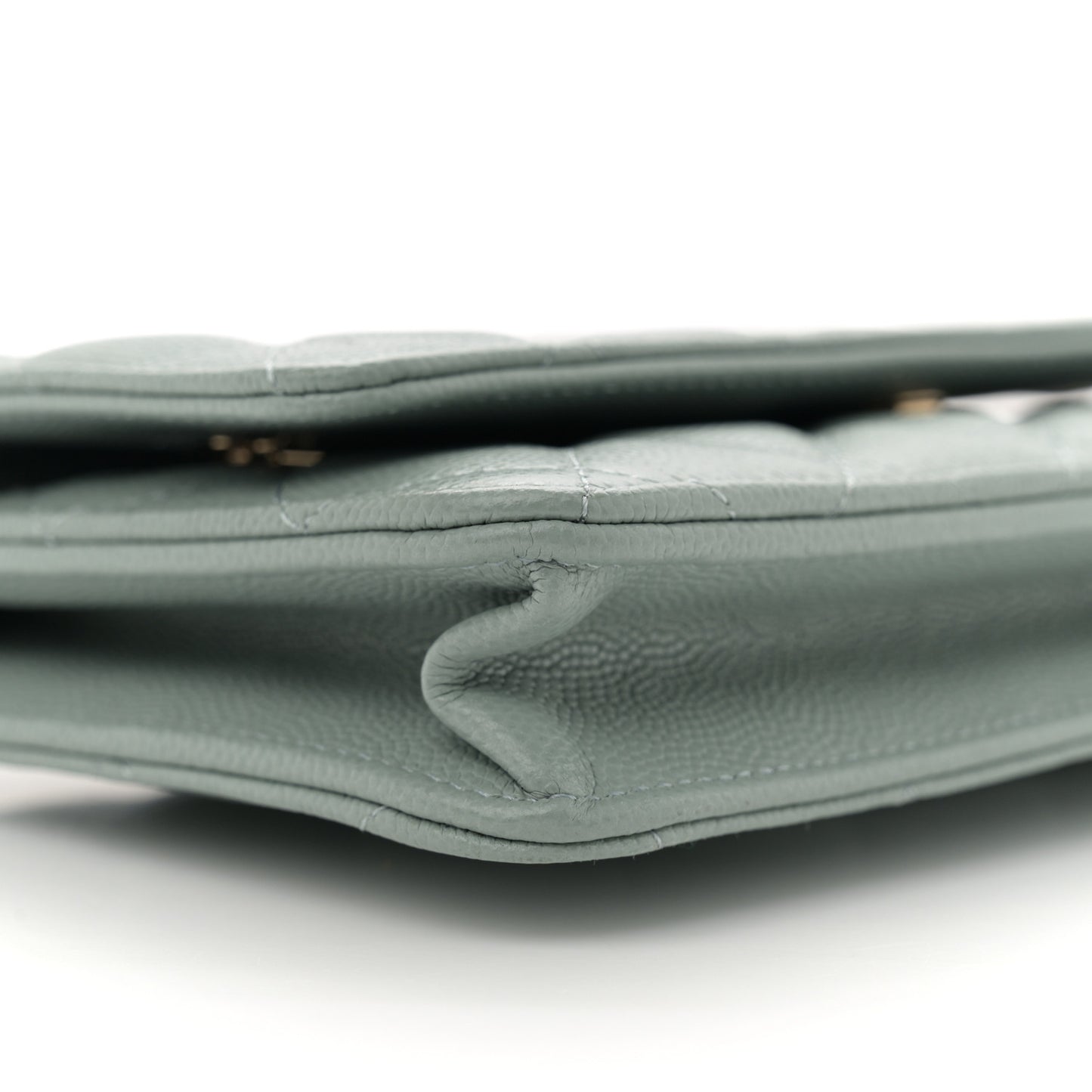Caviar Quilted Wallet on Chain WOC Light Blue