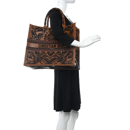 Christian Dior Calfskin Cornely-Effect Embroidery Large Book Tote Brown Black 3 of 10