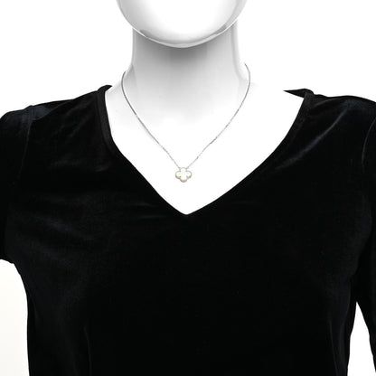 Van Cleef & Arpels 18K White Gold Mother of Pearl Vintage Alhambra Pendant Necklace 2 of 6