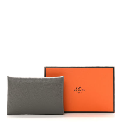 Hermes Epsom Calvi Card Case Gris Meyer 7 of 7