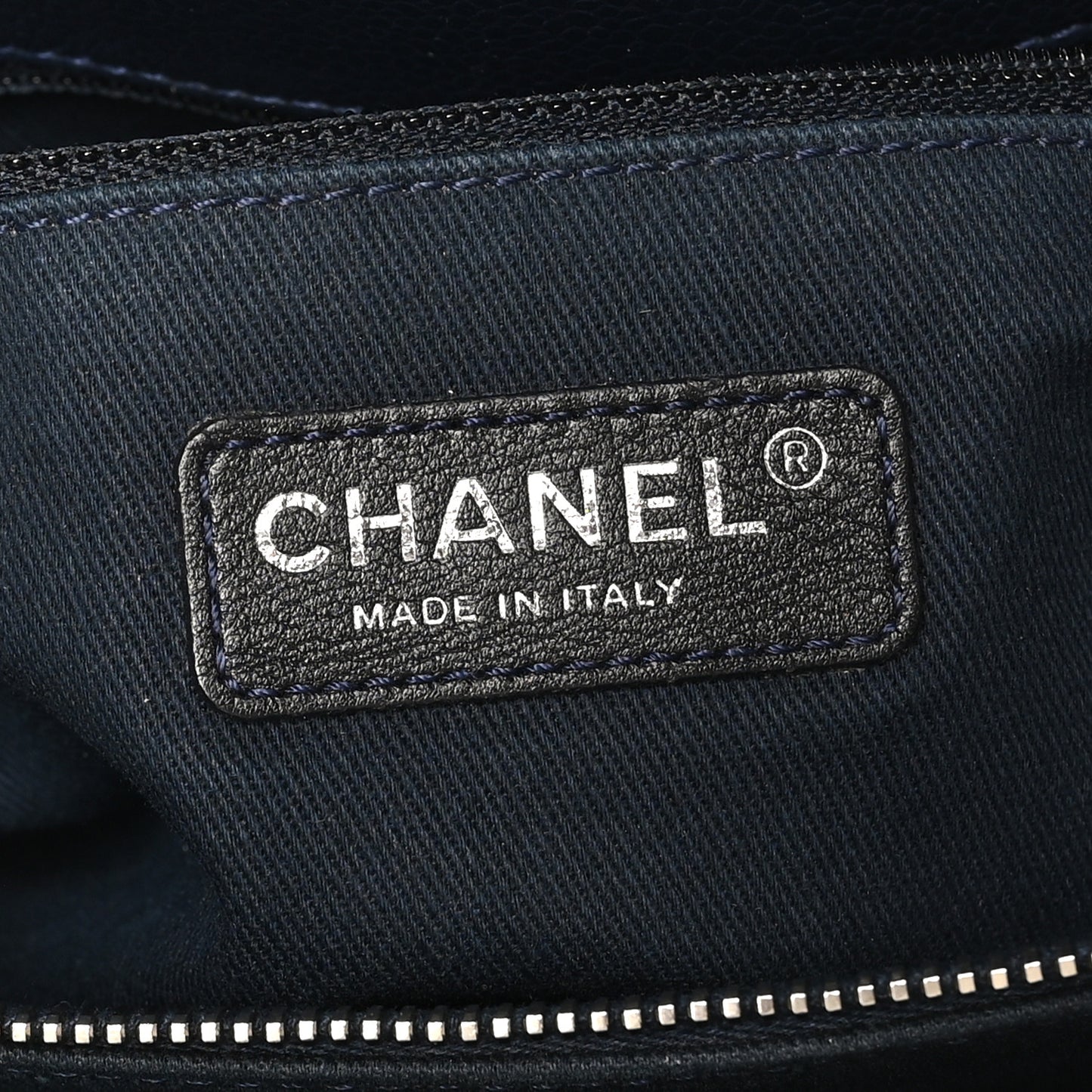 Caviar Quilted Timeless CC Soft Tote Navy Blue