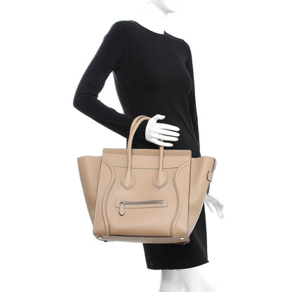 Celine Drummed Calfskin Mini Luggage Dune 2 of 12