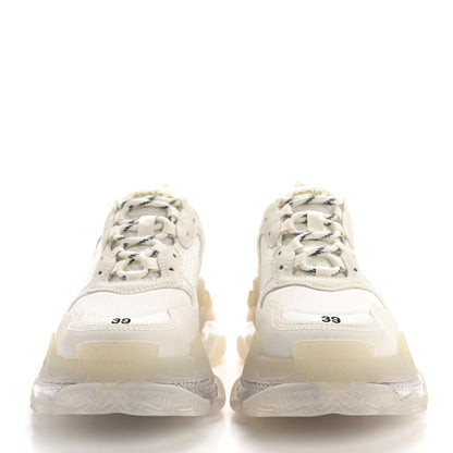 Balenciaga Fabric Mesh Clear Sole Womens Triple S Sneakers 40 White 2 of 8