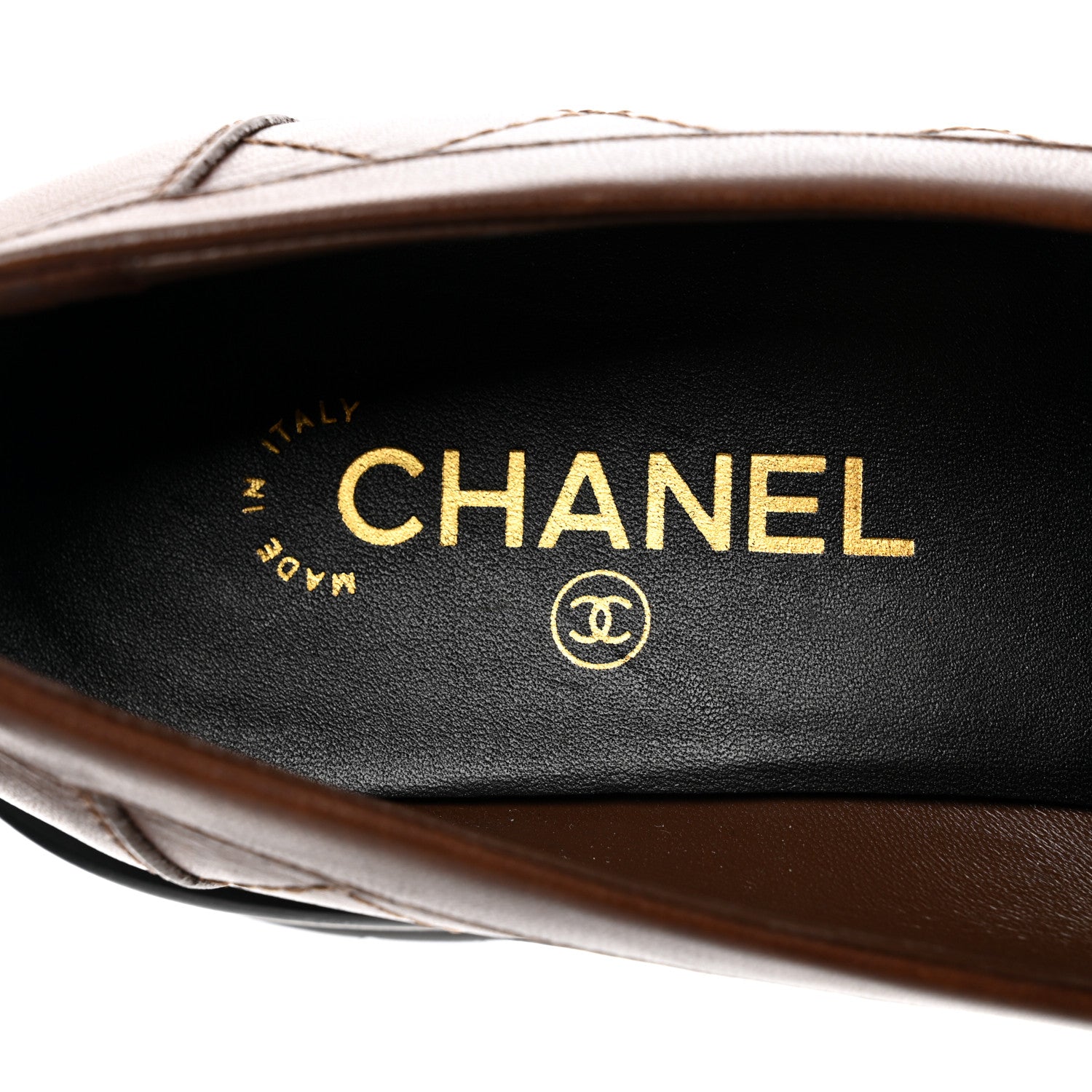 Chanel Calfskin Quilted CC Mocassin Loafers 41 Brown 7 of 8