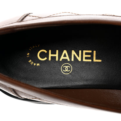 Chanel Calfskin Quilted CC Mocassin Loafers 41 Brown 7 of 8
