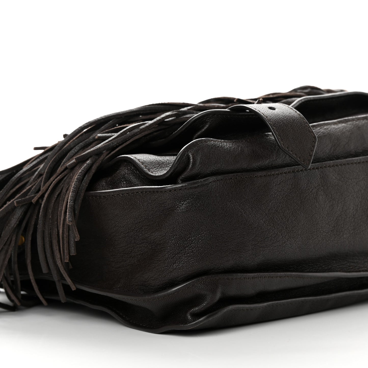 Lambskin Fringe Medium PS1 Satchel Dark Chocolate