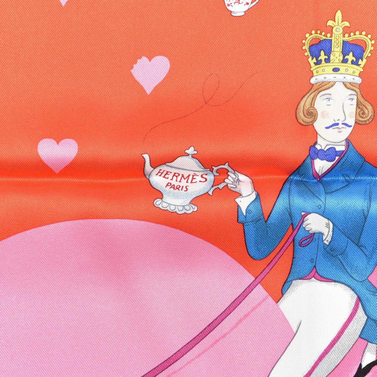 Hermes Silk Tea Time Scarf 70 Rouge Rose White 3 of 5