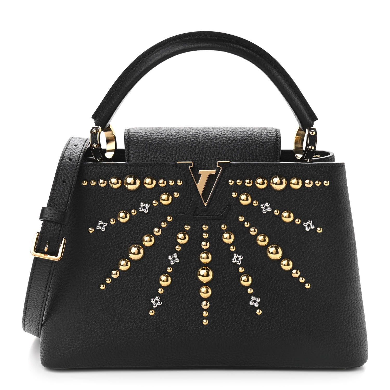 Louis Vuitton Taurillon Studded Sol Capucines PM Black 1 of 10