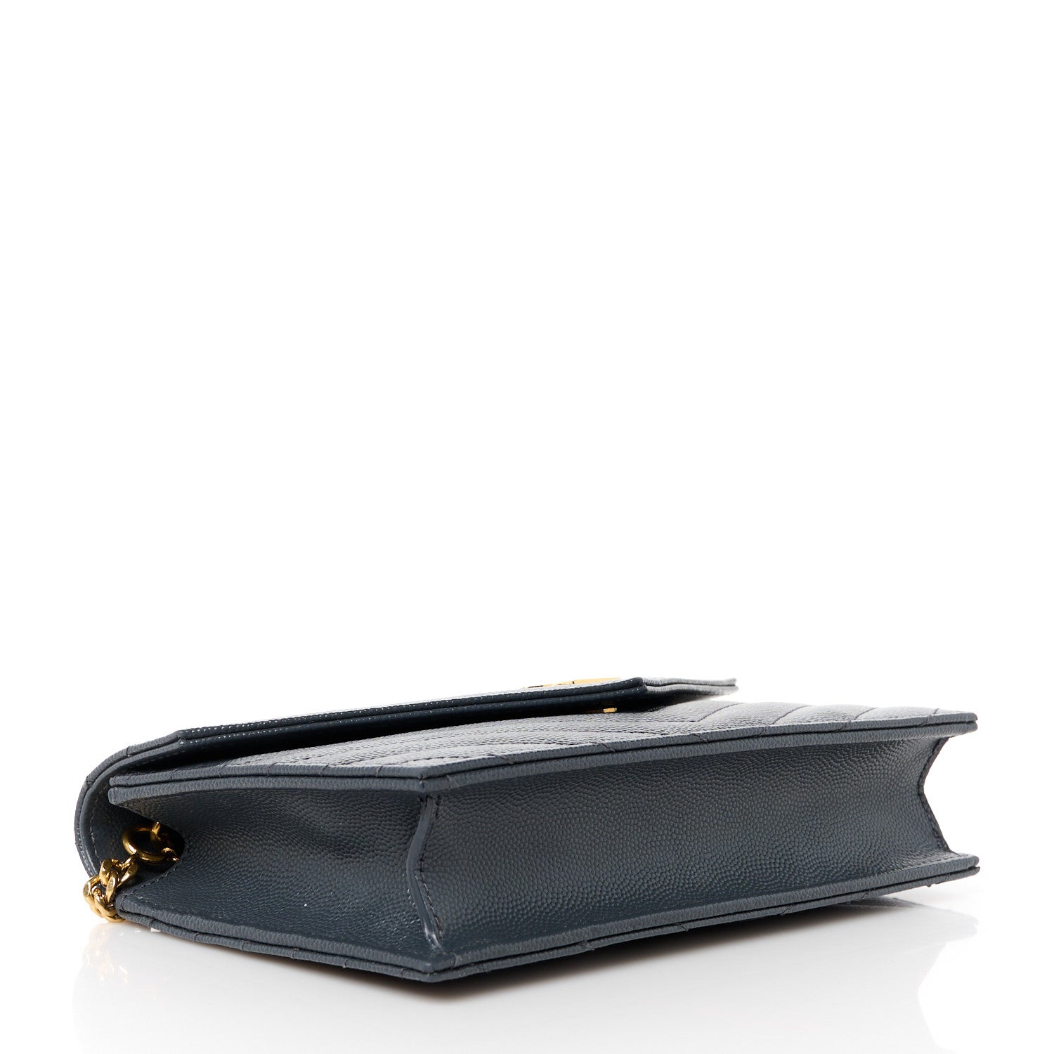 Saint Laurent Grain De Poudre Matelasse Chevron Monogram Chain Wallet Storm 4 of 11