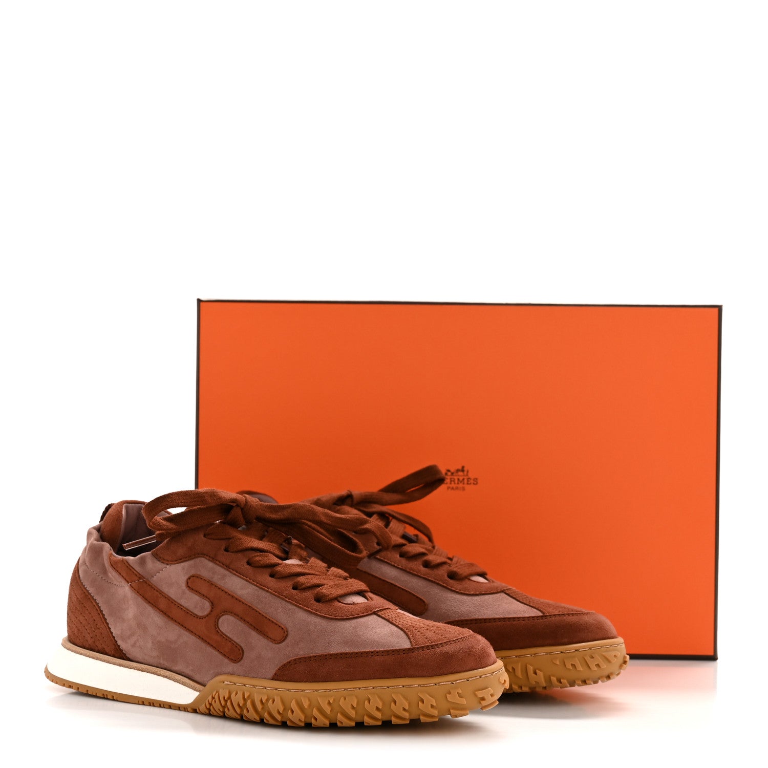 靴 HERMES 37 Hermes Suede Goatskin Jet Sneakers 37 Rose Antique Rouge Sepia