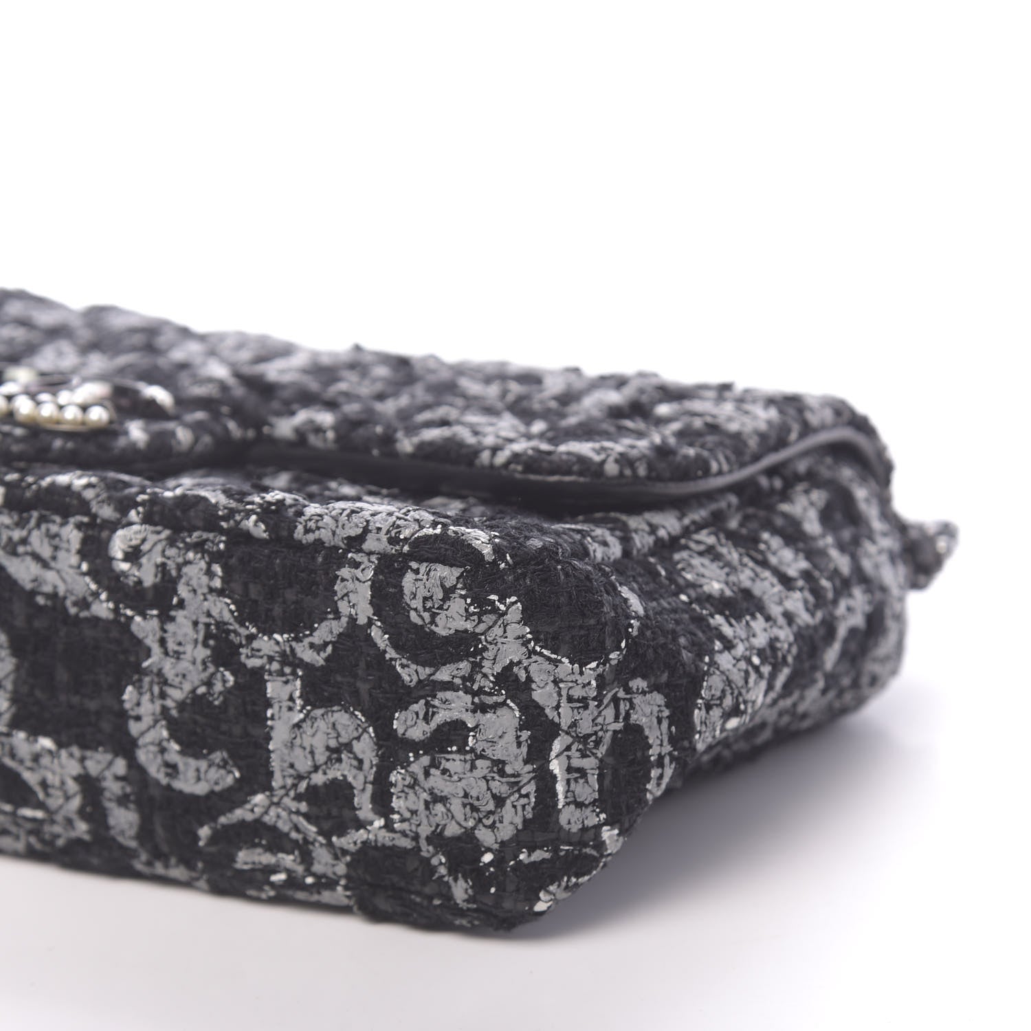 Chanel Painted Tweed Medium Single Flap Black Grey 10 of 11