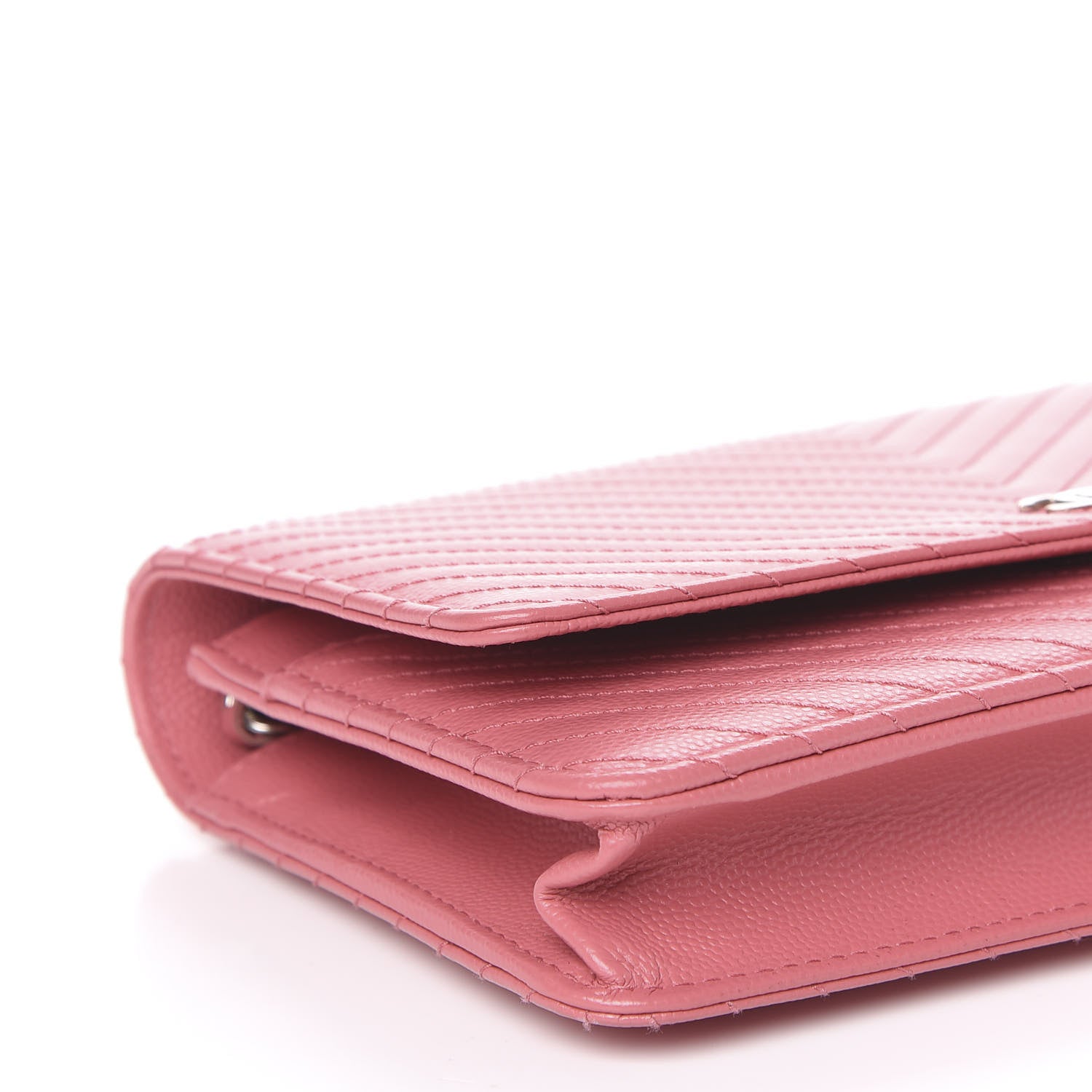 Chanel Caviar Chevron Quilted Wallet On Chain WOC Pink 8 of 12