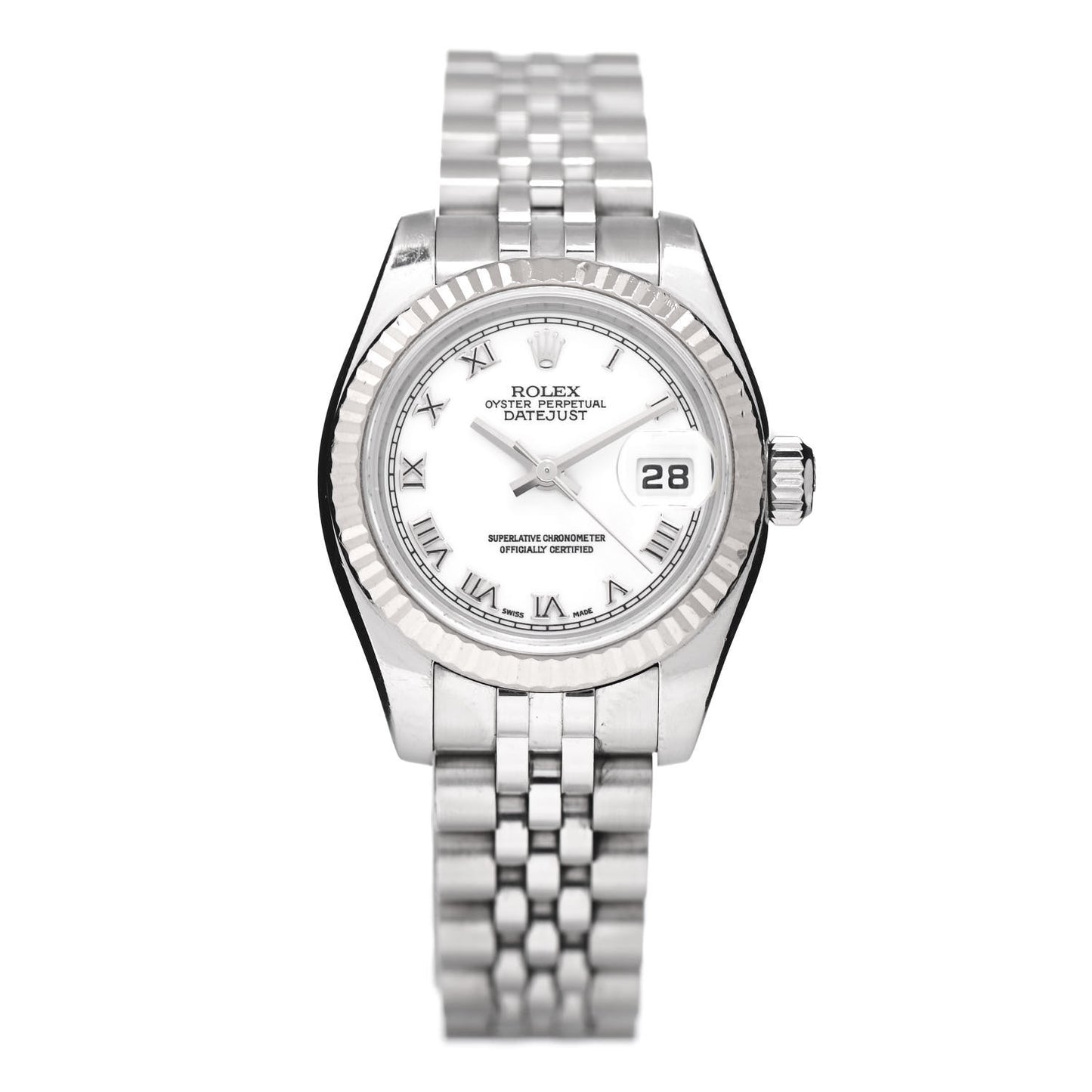 Stainless Steel 18K White Gold 26mm Oyster Perpetual Datejust Watch White Roman 179174