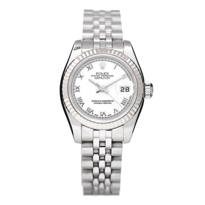 Rolex Stainless Steel 18K White Gold 26mm Oyster Perpetual Datejust Watch White Roman 179174 1 of 4
