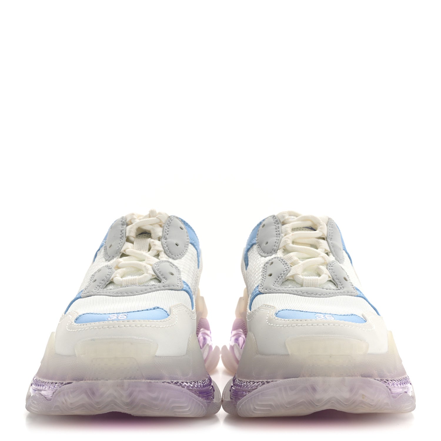 Balenciaga Fabric Mesh Clear Sole Womens Triple S Sneakers 36 Light Blue Grey Lilac White 3 of 12
