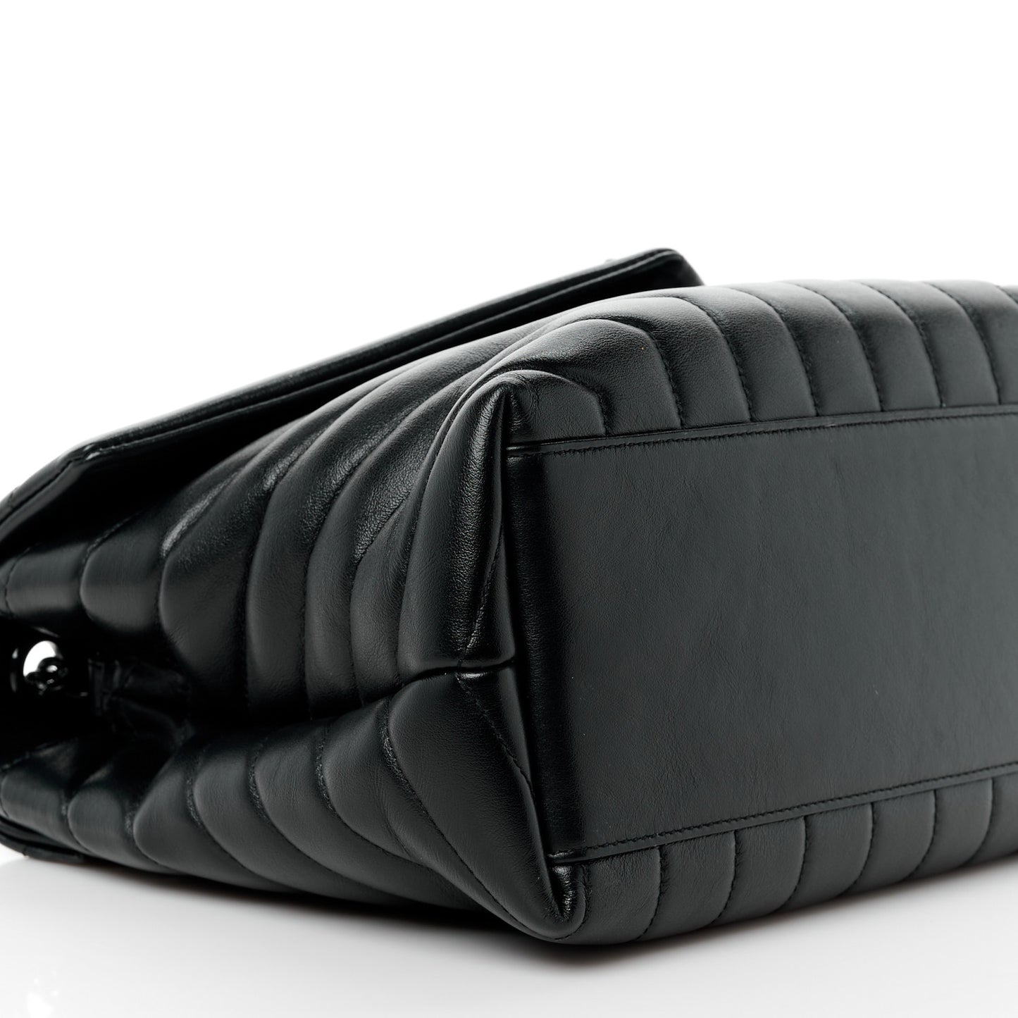 Calfskin Y Quilted Monogram Monochrome Medium Loulou Chain Satchel Black