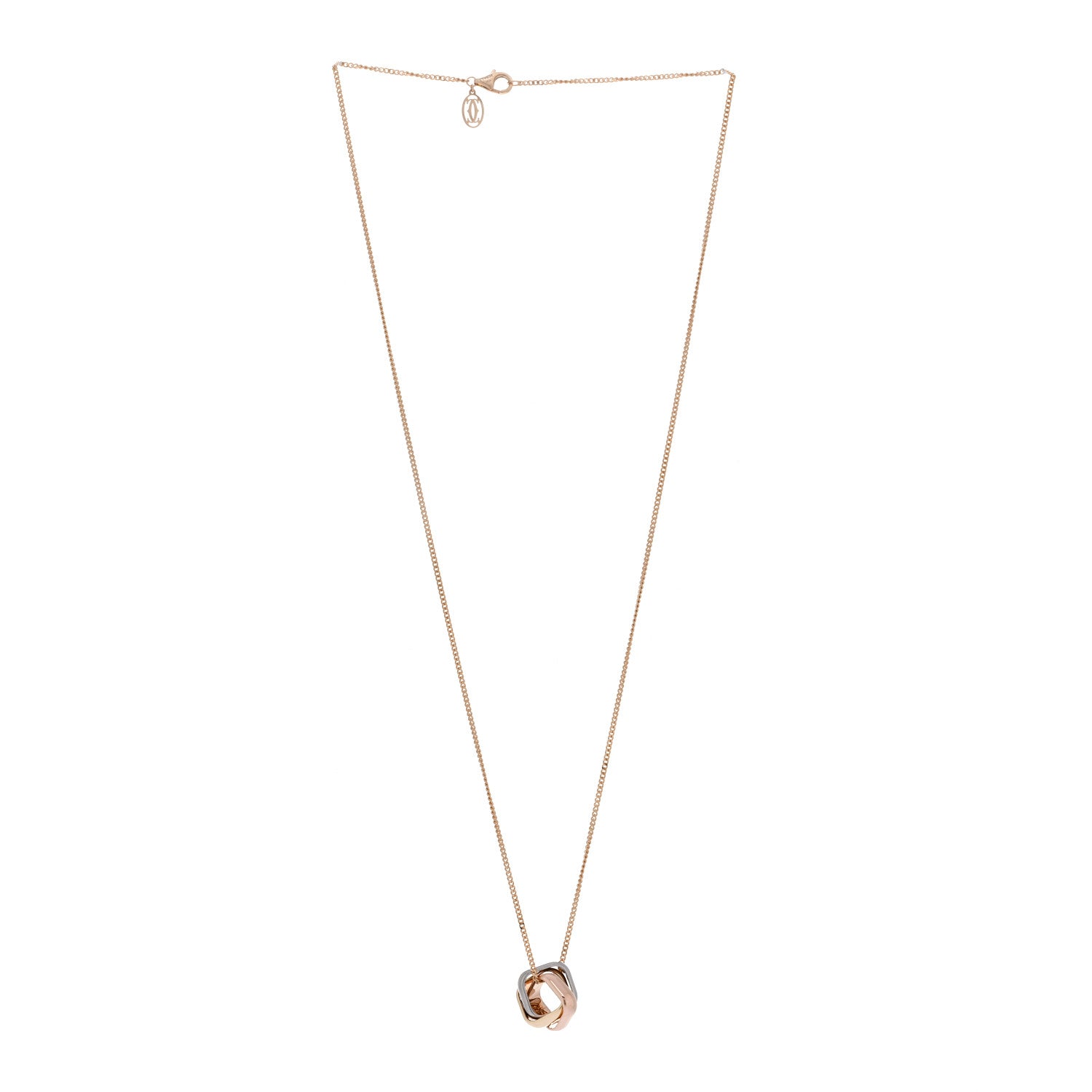 Cartier 18K Pink Yellow White Gold Trinity Square Pendant Necklace 3 of 5