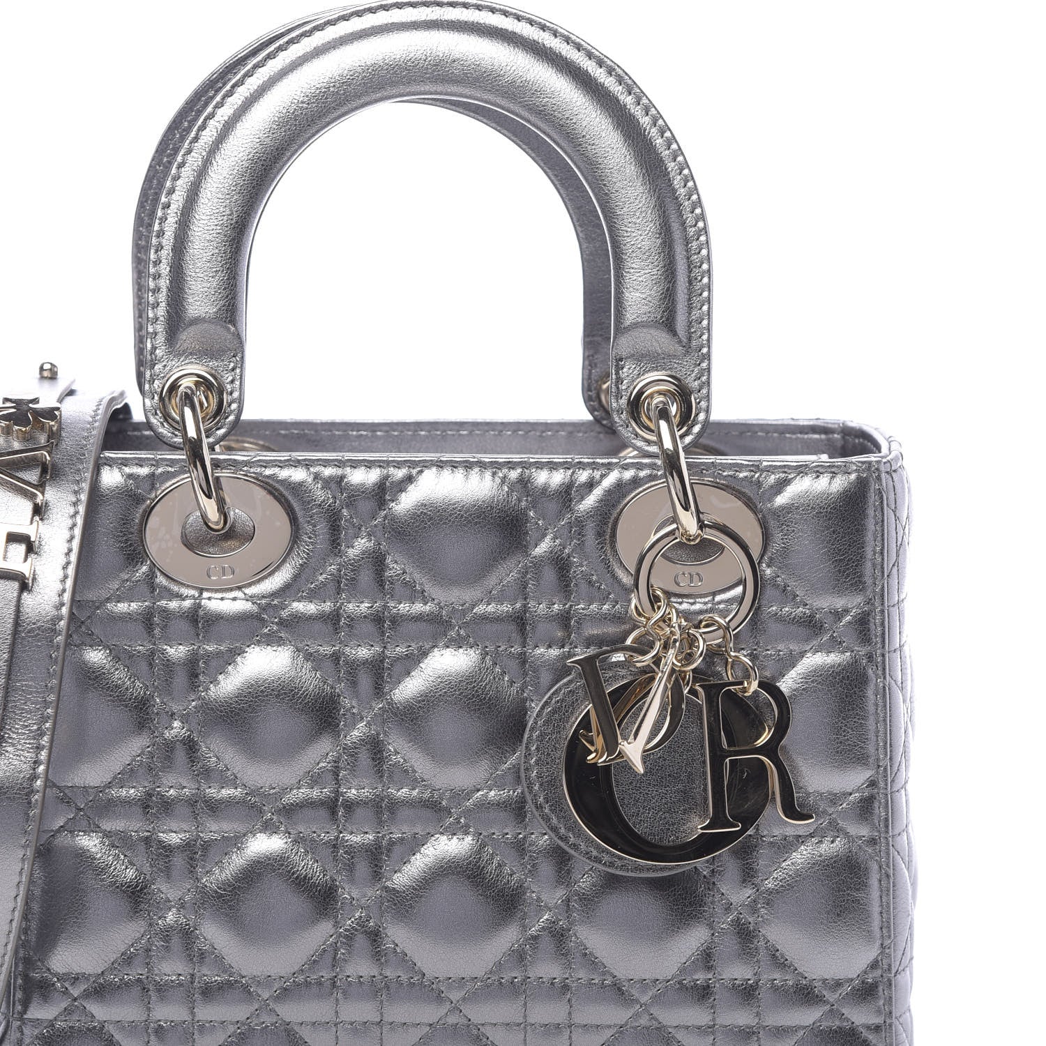 Christian Dior Metallic Calfskin Cannage My ABCDior Lady Dior Steel Grey 6 of 16
