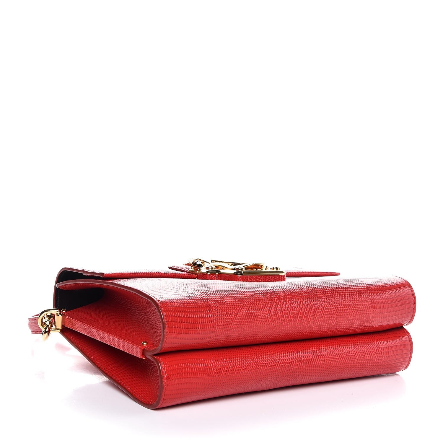 Dolce & Gabbana Iguana Calfskin Embossed Lucia Satchel Red 5 of 7