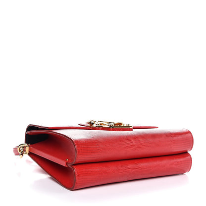 Dolce & Gabbana Iguana Calfskin Embossed Lucia Satchel Red 5 of 7
