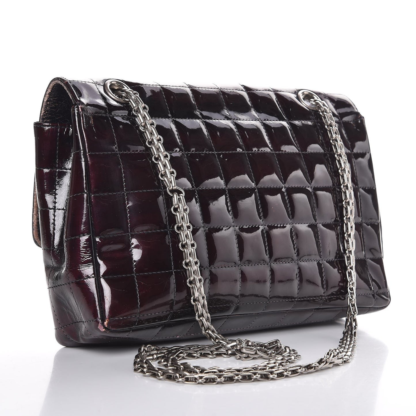Patent Chocolate Bar Mademoiselle Flap Burgundy