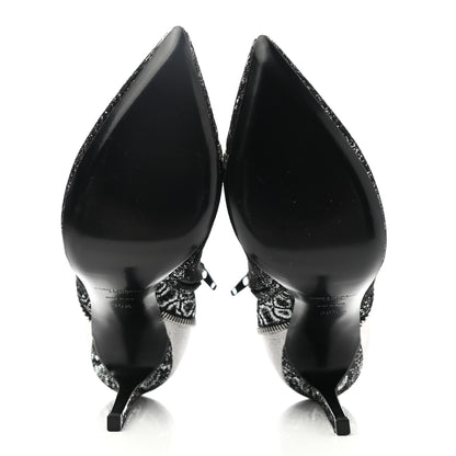 Saint Laurent Metallic Snakeskin Embossed Calfskin Pointed Toe Ankle Boots 36.5 Black Silver 5 of 9