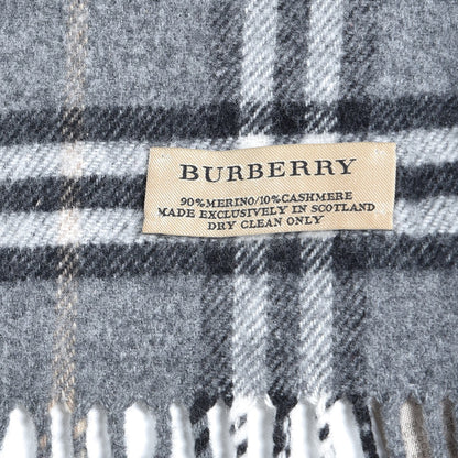 Burberry Merino Wool Cashmere Check Scarf Grey 4 of 5
