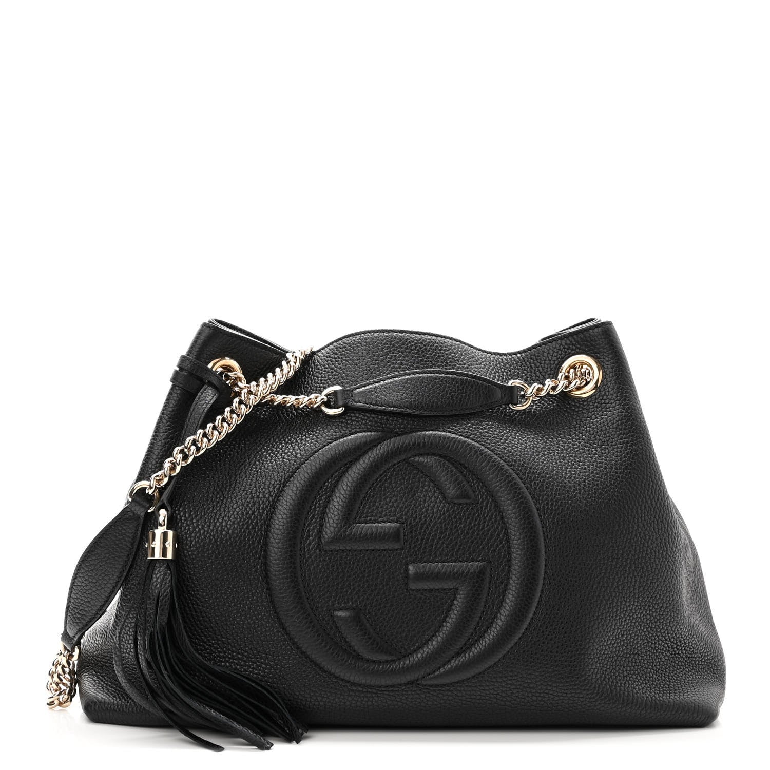 Gucci Pebbled Calfskin Medium Soho Chain Shoulder Bag Black 1 of 10