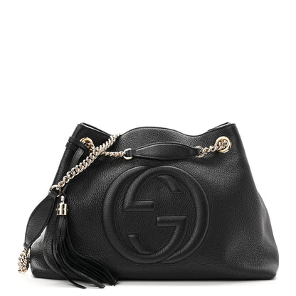Gucci Pebbled Calfskin Medium Soho Chain Shoulder Bag Black 1 of 10