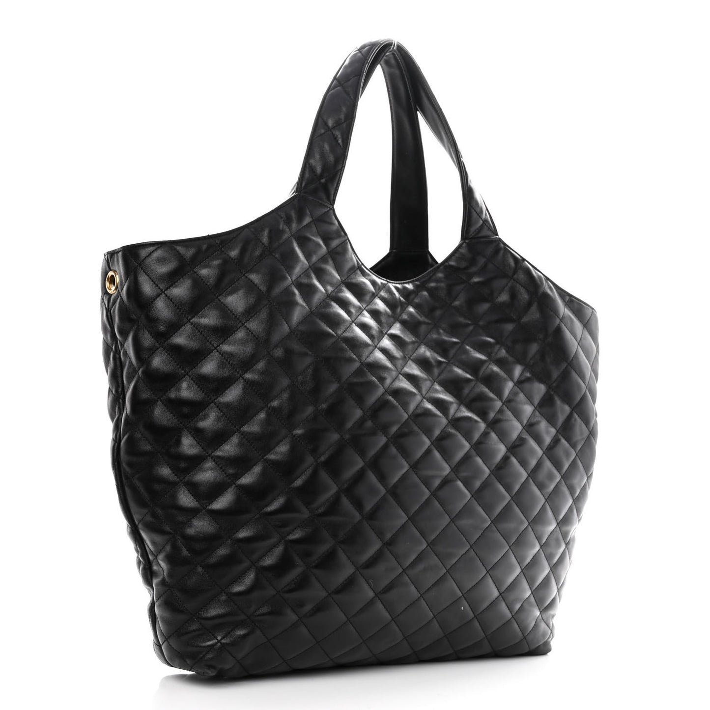 Lambskin Quilted Maxi Icare Shopping Tote Black