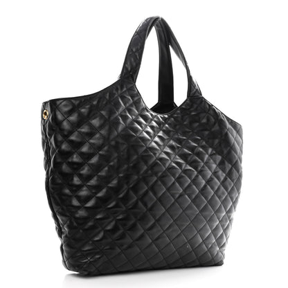 Saint Laurent Lambskin Quilted Maxi Icare Shopping Tote Black 4 of 9