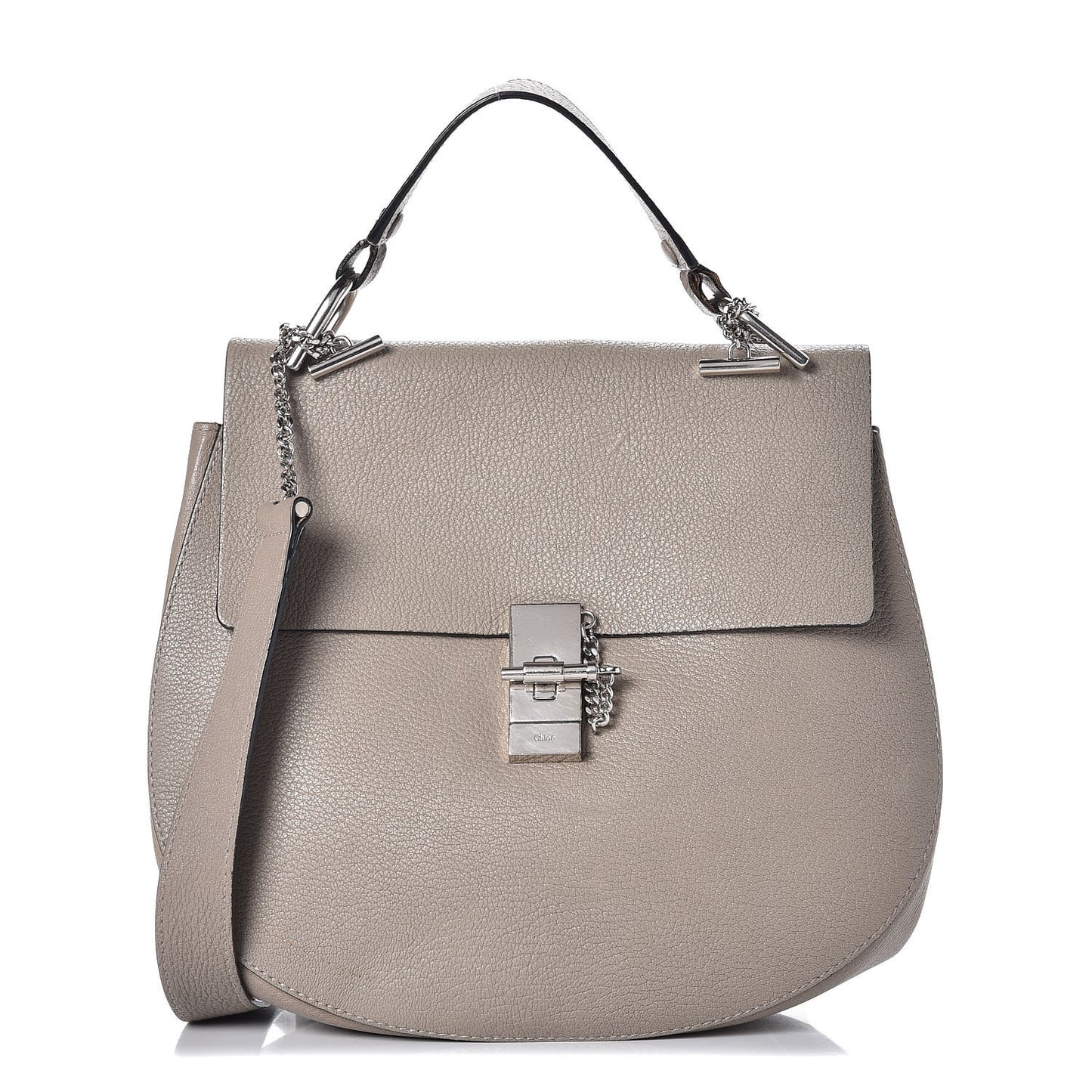 Grained Lambskin Large Drew Shoulder Bag Motty Grey
