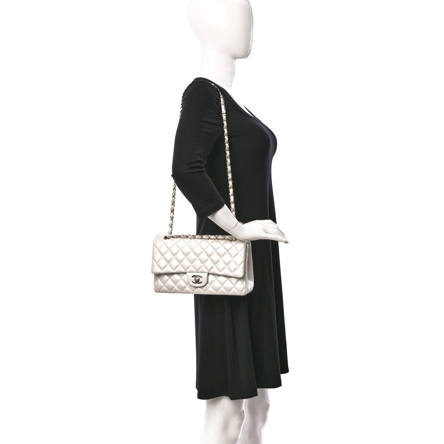 Chanel Iridescent Calfskin Quilted Medium Double Flap White 2 of 9