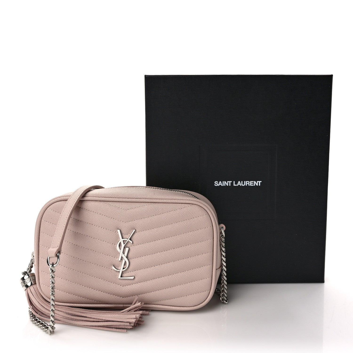 Saint Laurent Grain De Poudre Matelasse Monogram Mini Lou Camera Bag Cement Pink 10 of 10