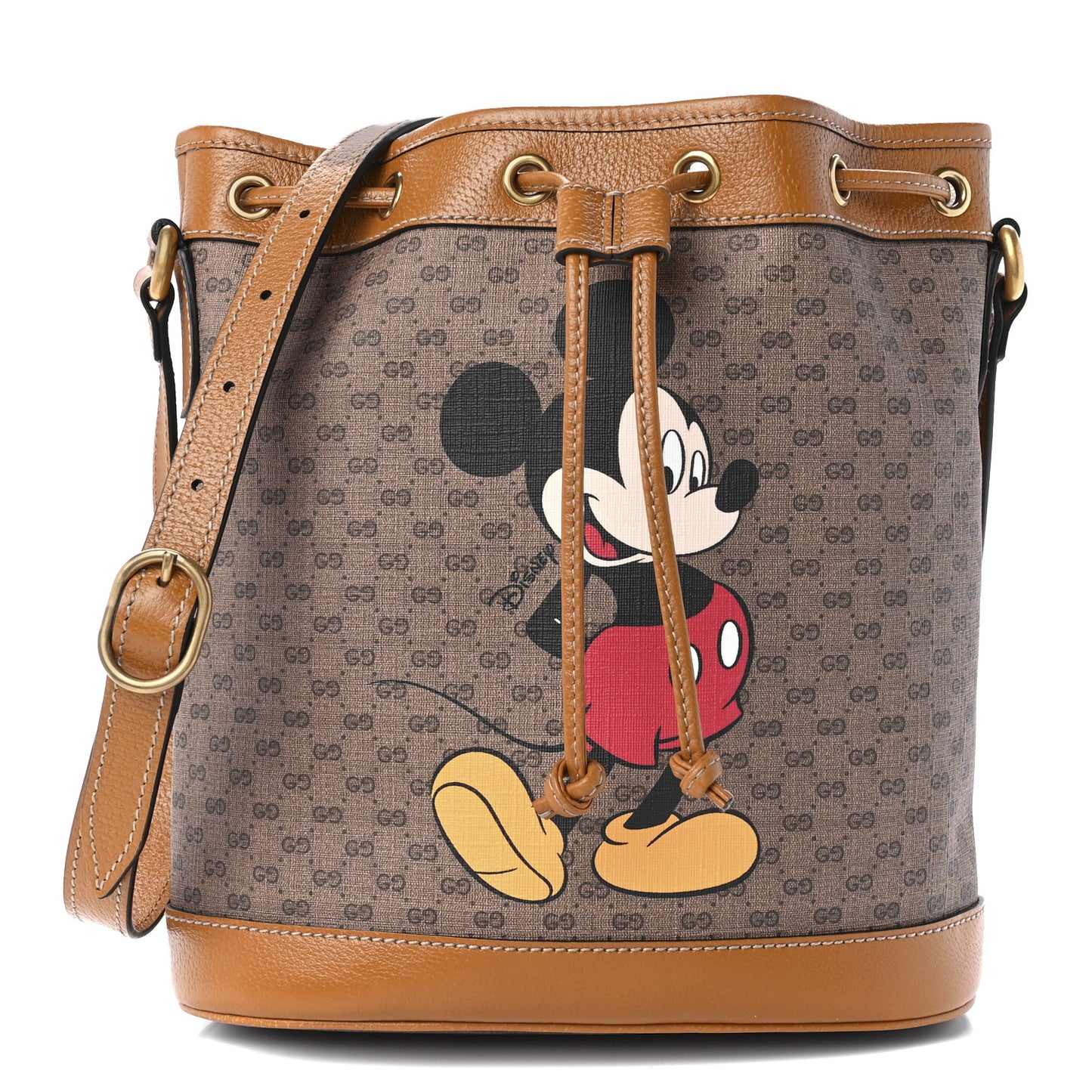 X DISNEY Mini Vintage GG Supreme Monogram Bucket Bag Beige Vintage Sun Oil