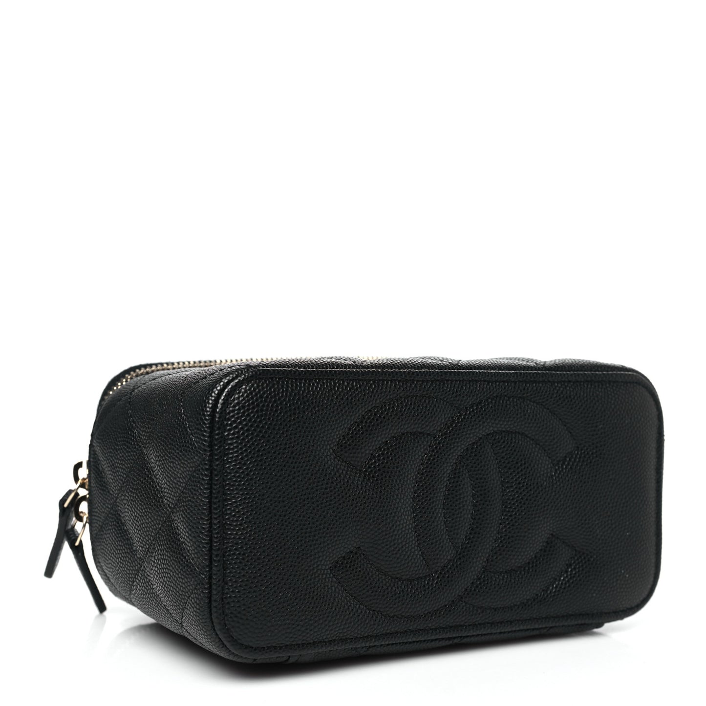 Caviar Quilted Small Vanity Case With Chain Black