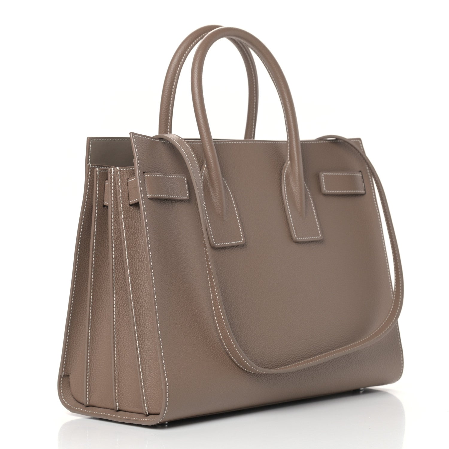 Saint Laurent Grained Calfskin Small Sac De Jour Taupe 3 of 13