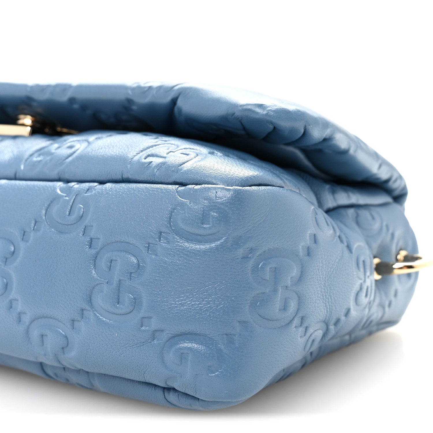 Gucci Lambskin Embossed Mini GG Milano Top Handle Shoulder Bag Blue 10 of 10