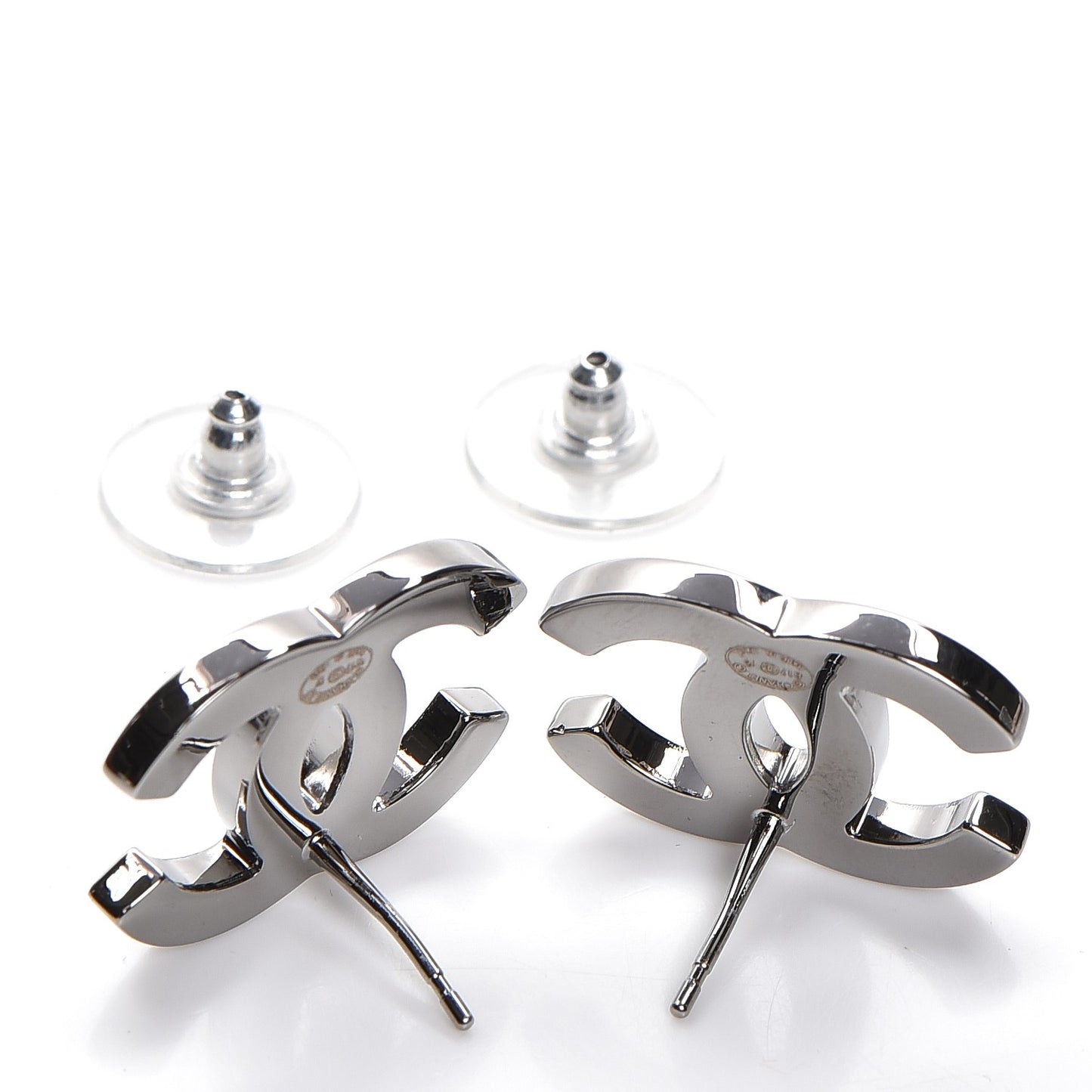 Crystal Large CC Earrings Silver
